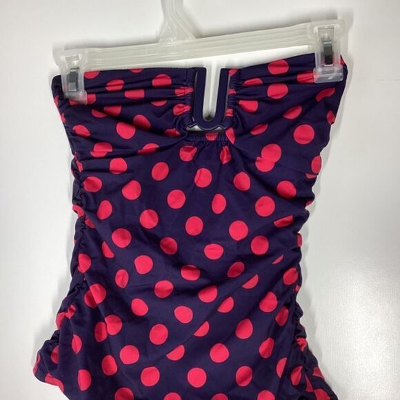 Zimmerman Ruched polka dot bandeau swimsuit Red & Navy blue NWT Size 2 - Picture 7 of 12